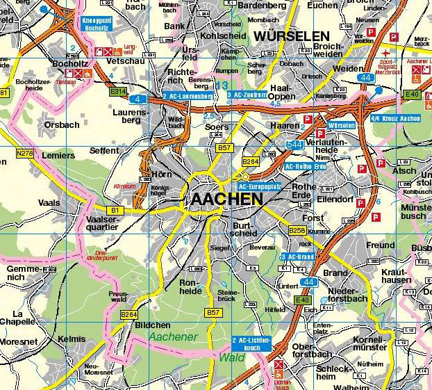 Stadtkarte von Aachen